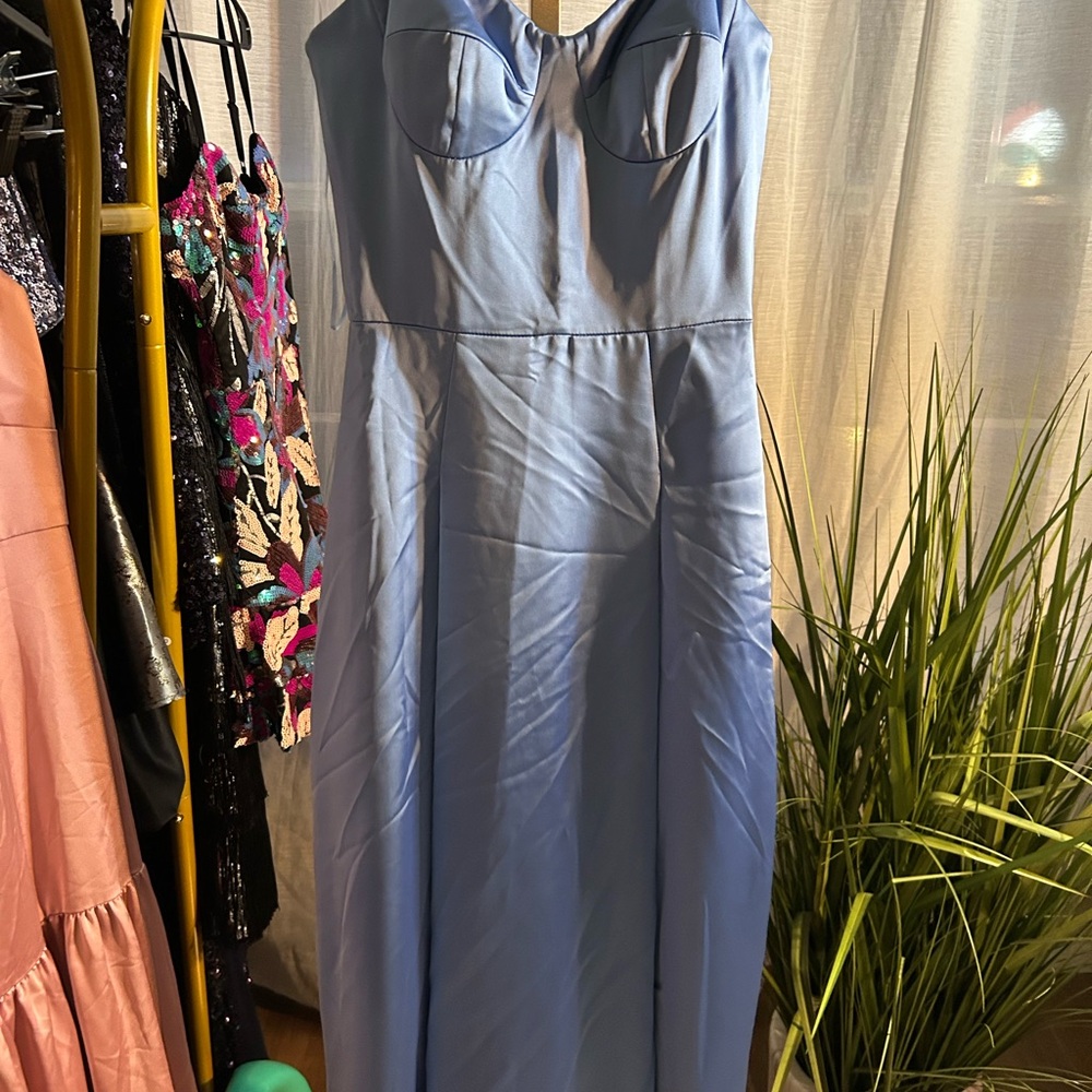 NWOT Dress the Population Strapless Light Blue Dress